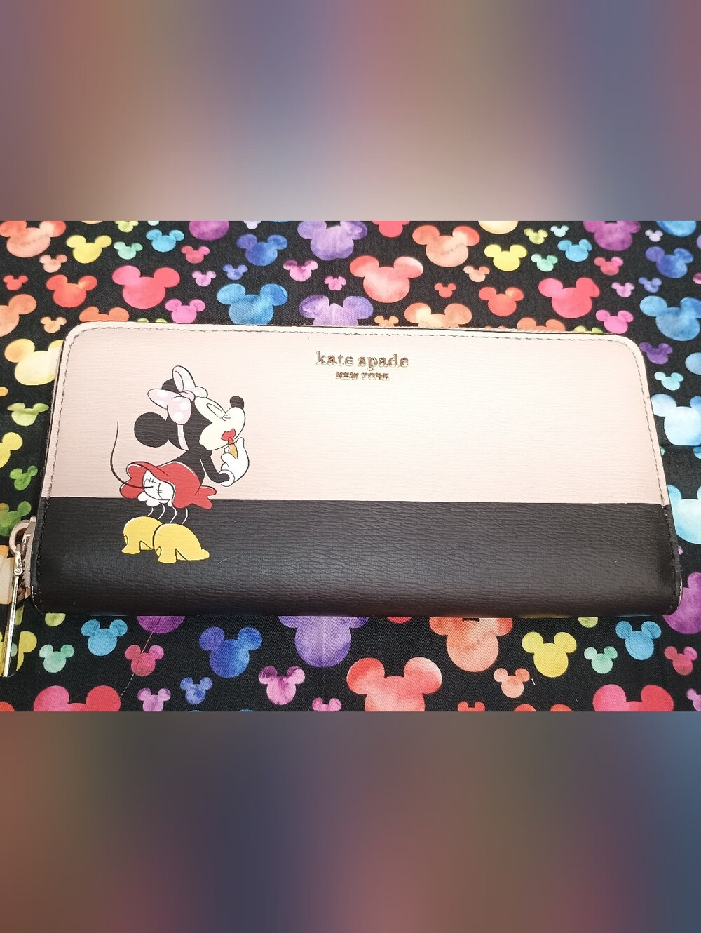 Kate Spade NY Pink and Black Minnie Mouse Zip-Around Wallet *DISCONTINUED*